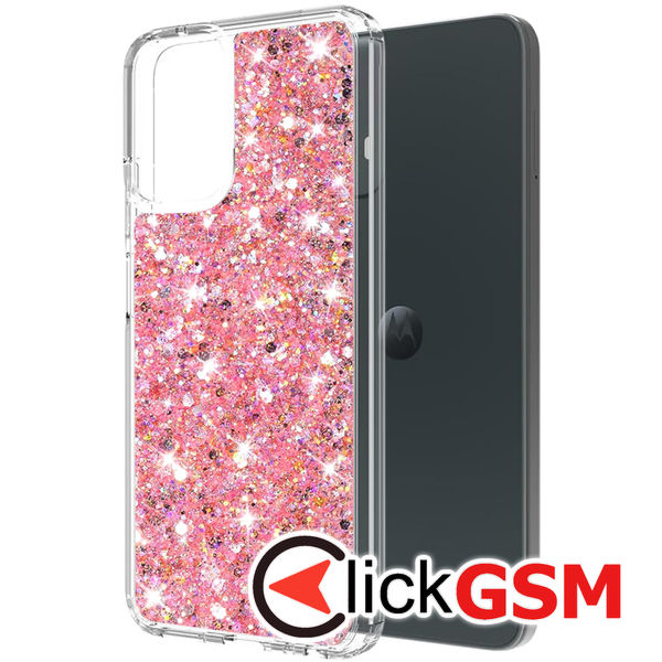 Accesoriu Husa Sparkly Glitter  Roz Motorola Moto G54