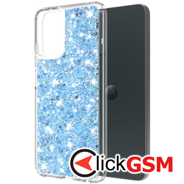 Accesoriu Husa Sparkly Glitter  Bleu Motorola Moto G54