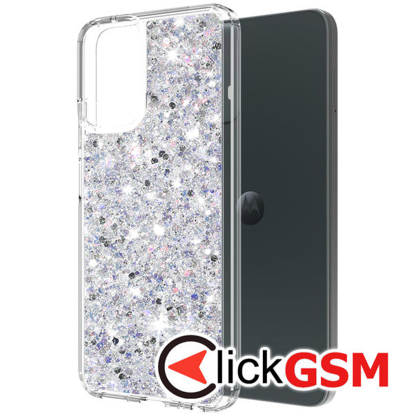 Accesoriu Husa Sparkly Glitter  Alb Motorola Moto G34 5G