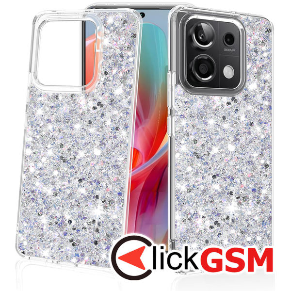 Accesoriu Husa Sparkly Glitter  Alb Xiaomi Redmi Note 13 Pro