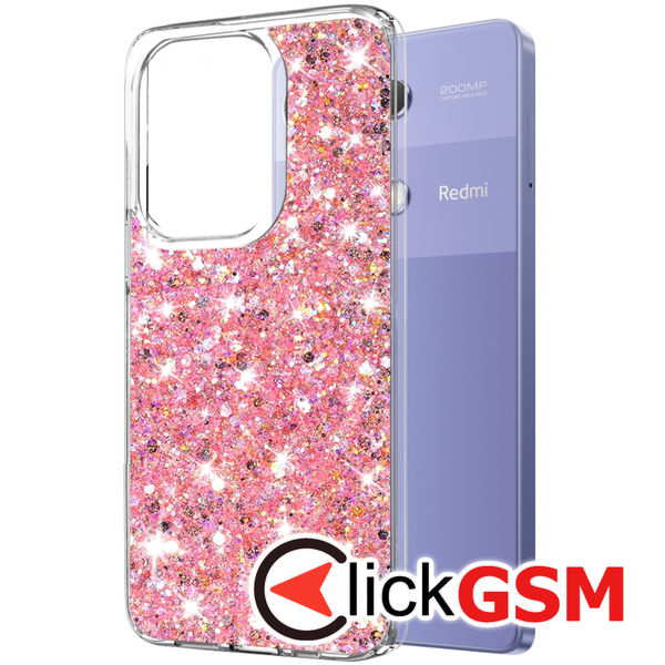 Accesoriu Husa Sparkly Glitter  Roz Xiaomi Redmi Note 13 Pro 4G