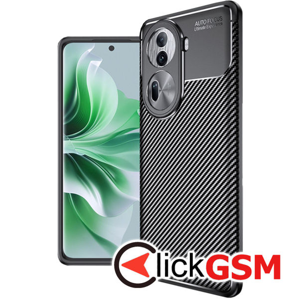 Accesoriu Husa Carbon Fiber Negru Oppo Reno11 Pro