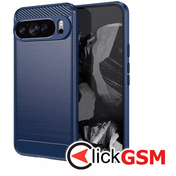 Accesoriu Husa Carbon Silicone Albastru Google Pixel 9 Pro