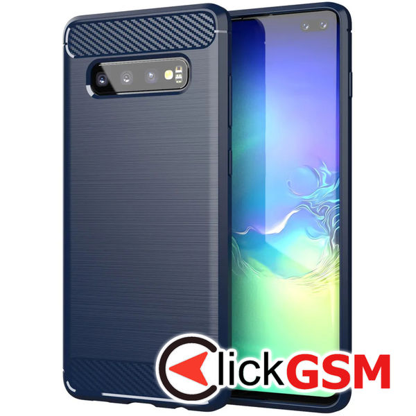 Accesoriu Husa Carbon Silicone Albastru Samsung Galaxy S10+