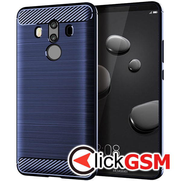 Accesoriu Husa Carbon Silicone Albastru Huawei Mate 10 Pro