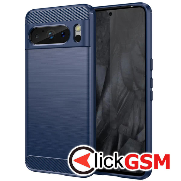 Accesoriu Husa Carbon Silicone Albastru Google Pixel 8 Pro