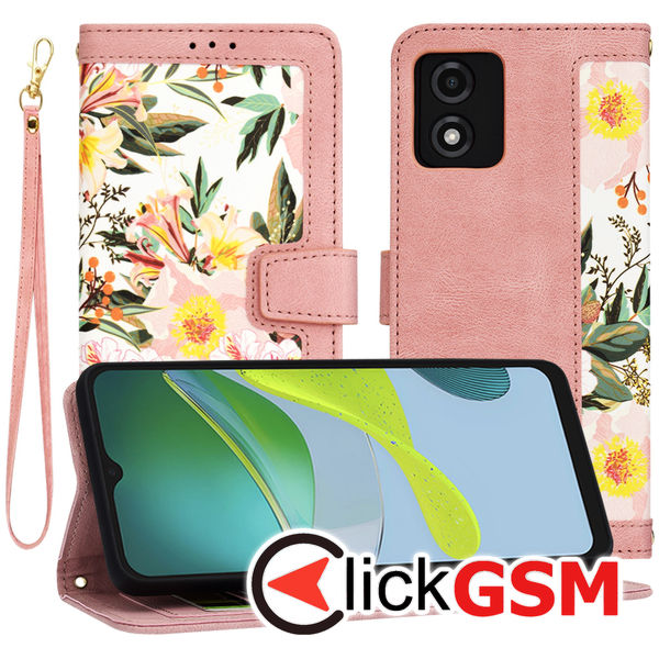 Accesoriu Husa Flip Roz Motorola Moto E13