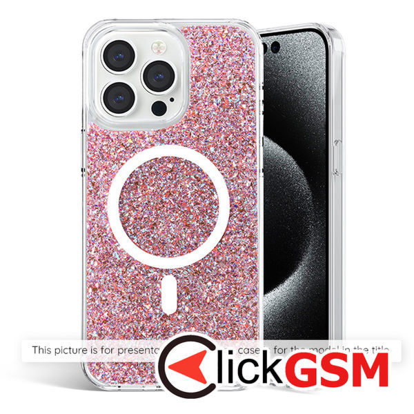 Accesoriu Husa Sparkly Glitter  Roz Motorola Edge 50 Pro