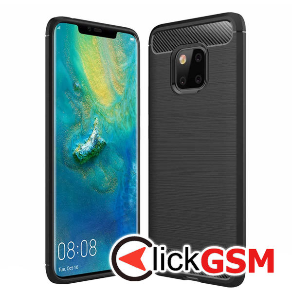 Accesoriu Husa Carbon Silicone Negru Huawei Mate 20 Pro