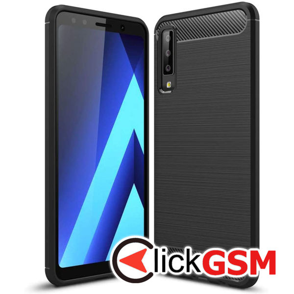 Accesoriu Husa Carbon Silicone Negru Samsung Galaxy A7 2018