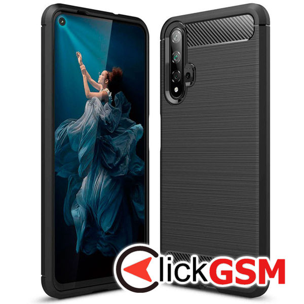 Accesoriu Husa Carbon Silicone Negru Huawei Nova 5T