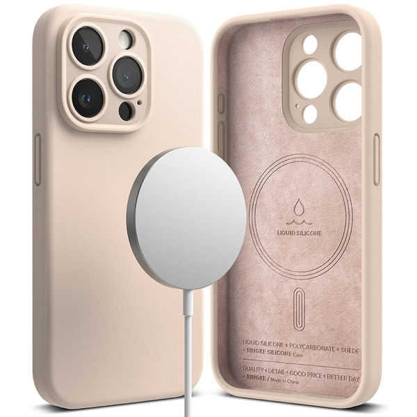 Ringke - Silicone Magnetic - iPhone 15 Pro Max - Pink Sand