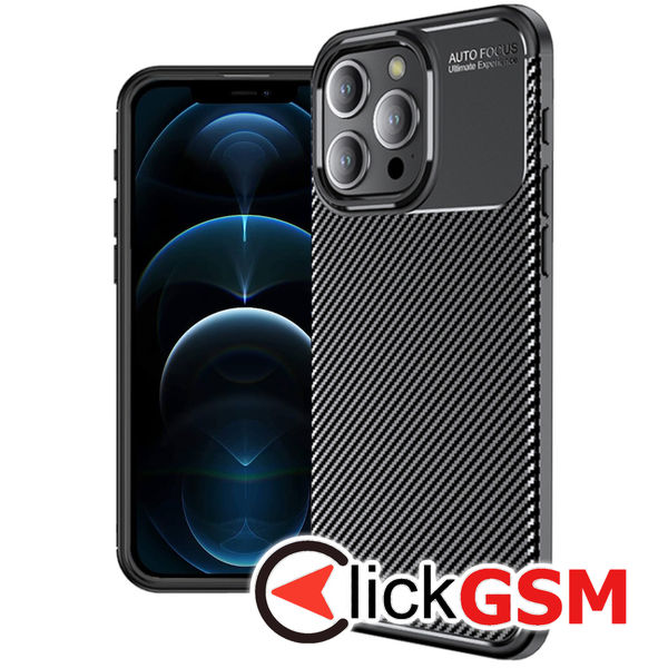 Husa Carbon Fiber negru Apple iPhone 12 Pro Max bgb