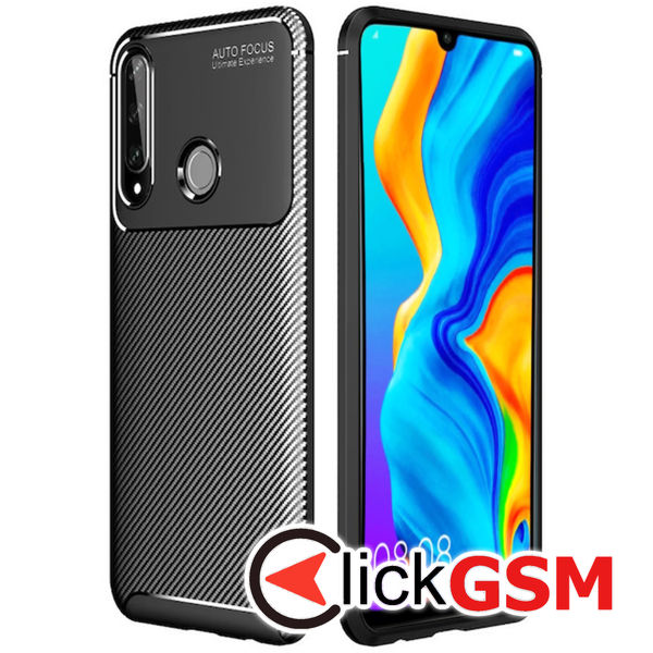 Accesoriu Husa Carbon Fiber Negru Huawei P30 Lite