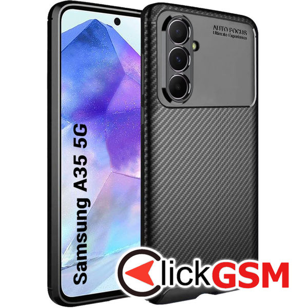 Husa Carbon Fiber negru Samsung Galaxy A35 bhh