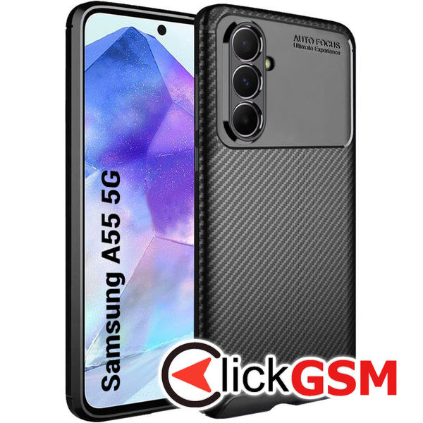 Husa Carbon Fiber negru Samsung Galaxy A55 bhi