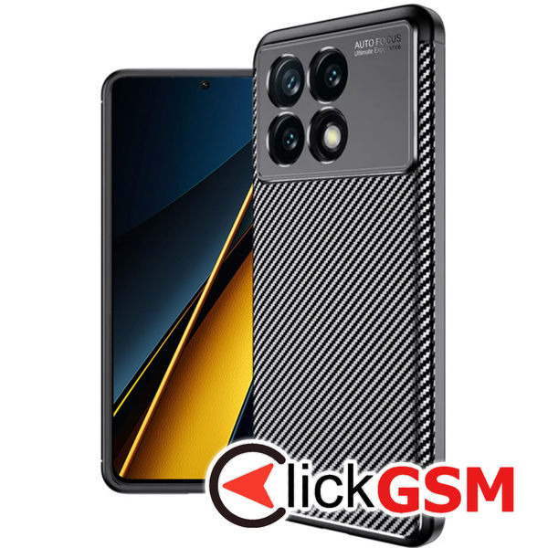 Husa Carbon Fiber negru Xiaomi POCO X6 Pro bhu