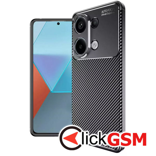 Husa Carbon Fiber negru Xiaomi Redmi Note 13 Pro 4G bhy