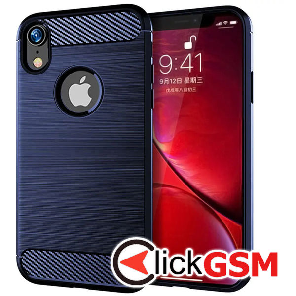 Husa Carbon Silicone albastru Apple iPhone XR blj