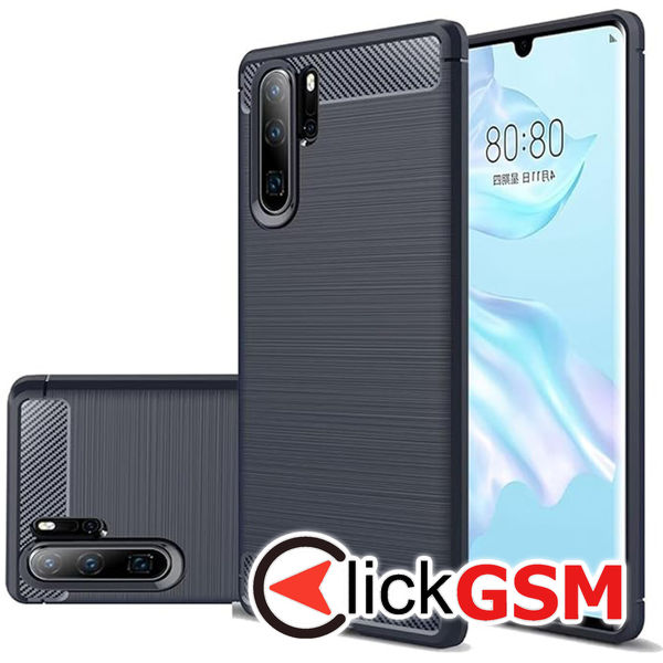 Husa Carbon Silicone albastru Huawei P30 Pro bm5