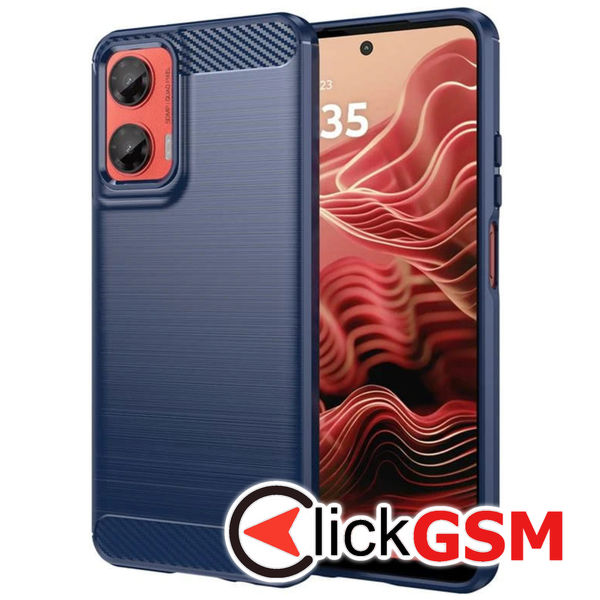 Husa Carbon Silicone albastru Motorola Moto G35 5ji