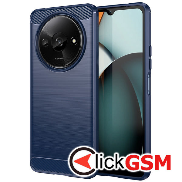 Husa Carbon Silicone albastru Xiaomi Redmi A3 bkx