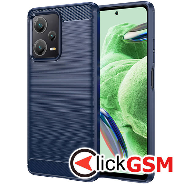 Husa Carbon Silicone albastru Xiaomi Redmi Note 12 5G bjb