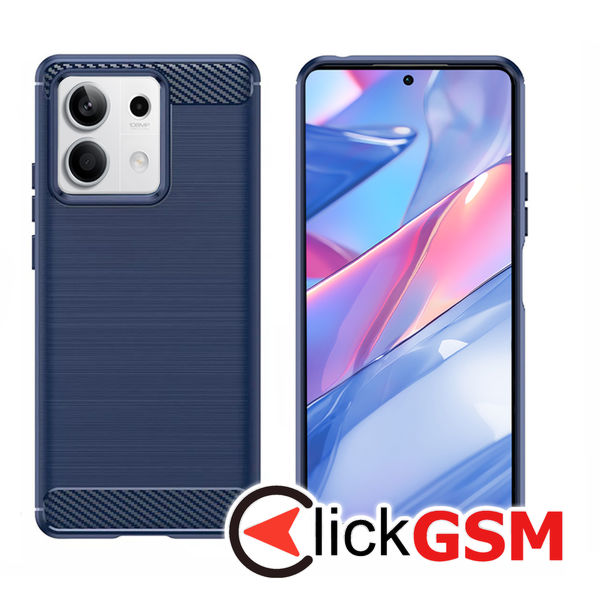 Husa Carbon Silicone albastru Xiaomi Redmi Note 13 5G bkc