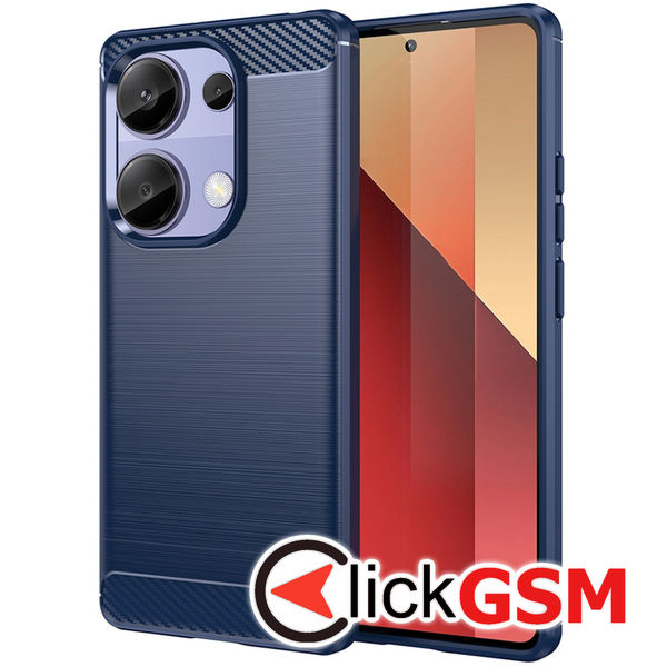 Husa Carbon Silicone albastru Xiaomi Redmi Note 13 Pro 4G bkz