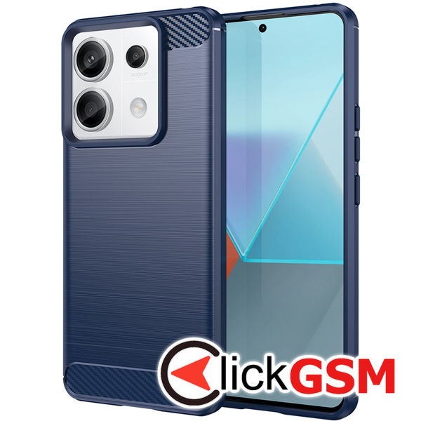 Husa Carbon Silicone albastru Xiaomi Redmi Note 13 Pro bkd