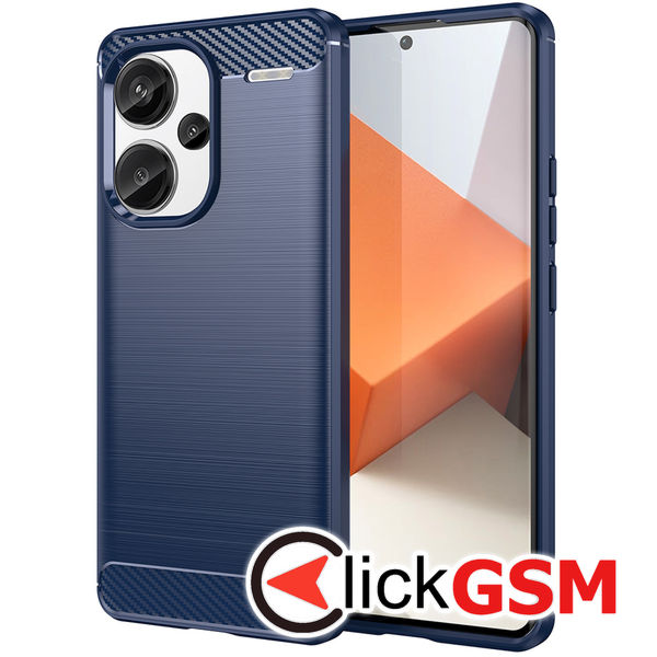 Husa Carbon Silicone albastru Xiaomi Redmi Note 13 Pro+ bke