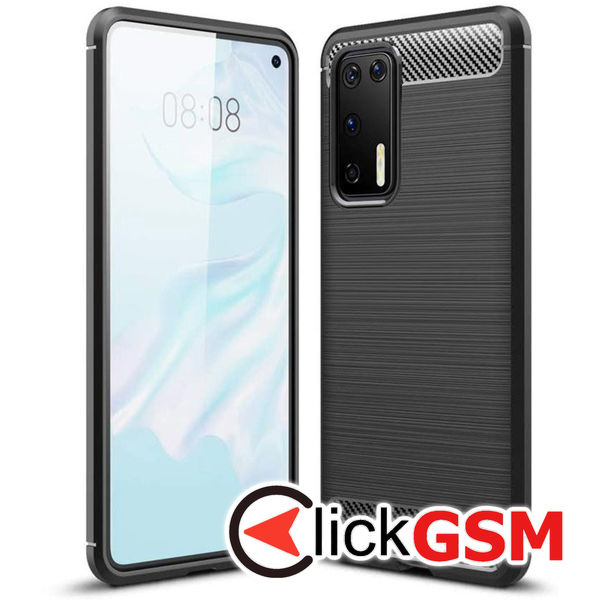 Husa Carbon Silicone negru Huawei P40 Pro 7kj