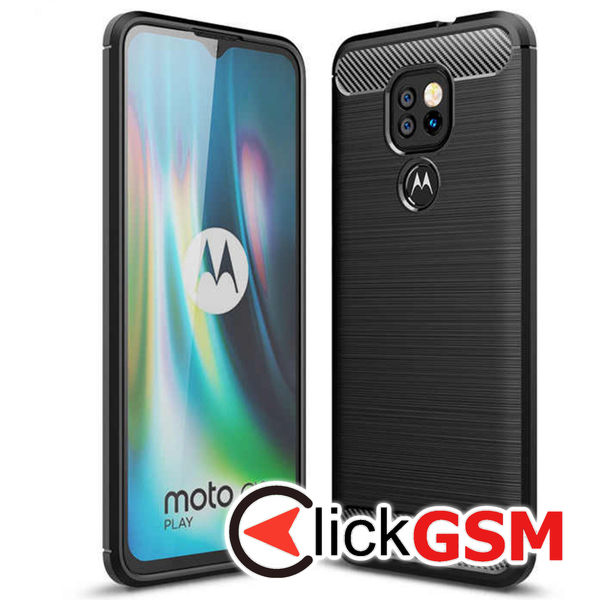 Husa Carbon Silicone negru Motorola Moto E7 Plus 7a5