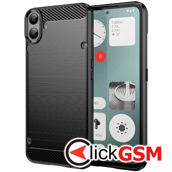 Husa Carbon Silicone negru Nothing Phone 1 fue