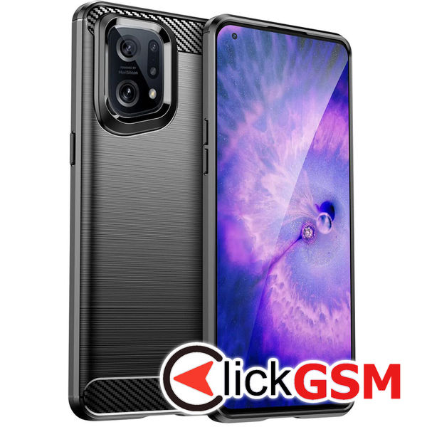 Husa Carbon Silicone negru Oppo Find X5 g5b