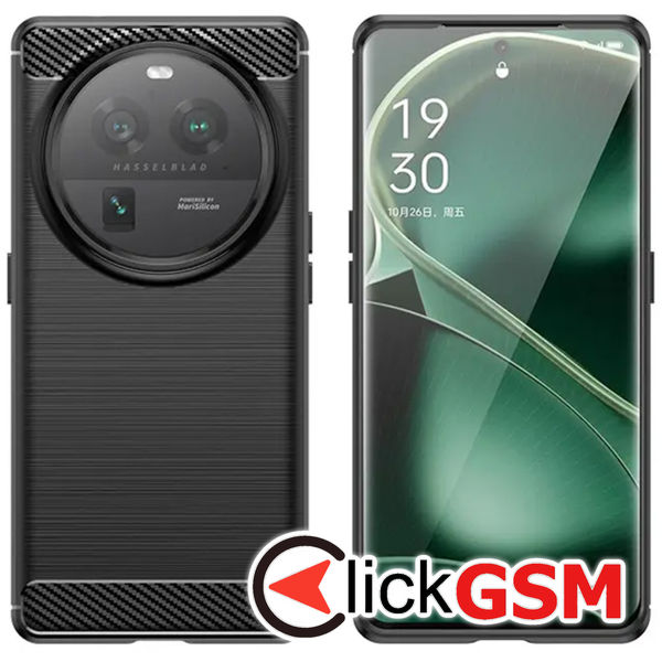 Husa Carbon Silicone negru Oppo Find X6 4ot