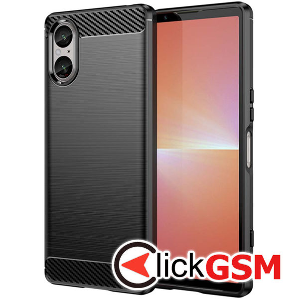 Husa Carbon Silicone negru Sony Xperia 5 V 8bn