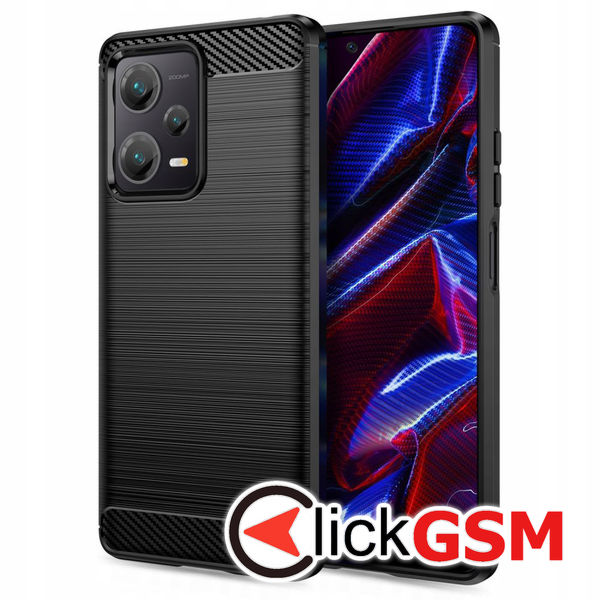 Husa Carbon Silicone negru Xiaomi Redmi Note 12 5G 7w2