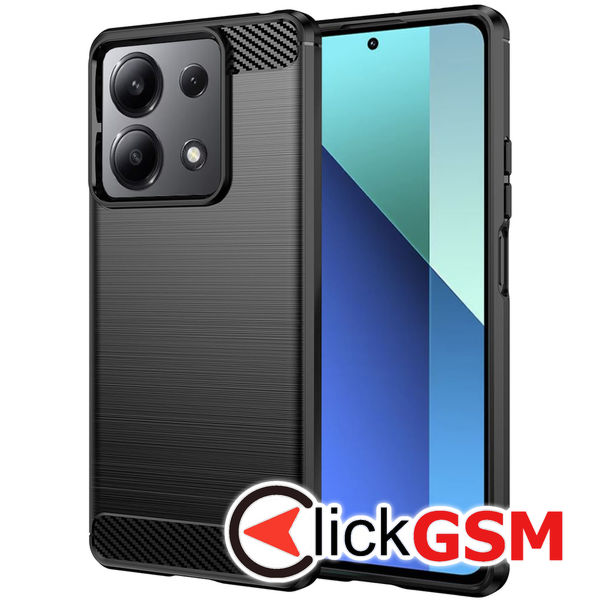 Husa Carbon Silicone negru Xiaomi Redmi Note 13 4G 7xh