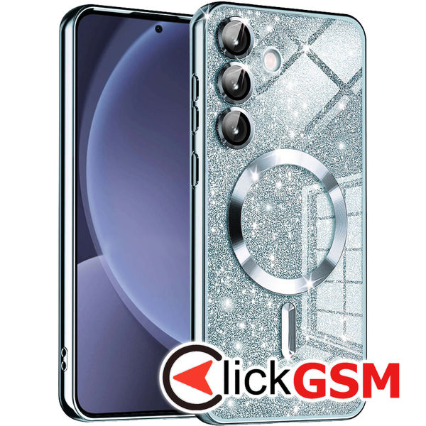 Husa Luxury Crystal bleu Samsung Galaxy S25 cox