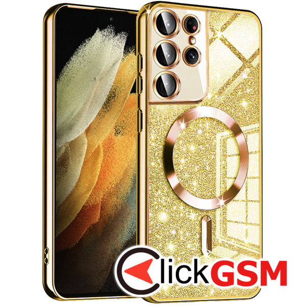 Husa Luxury Glitter auriu Samsung Galaxy S21 Ultra 5G art