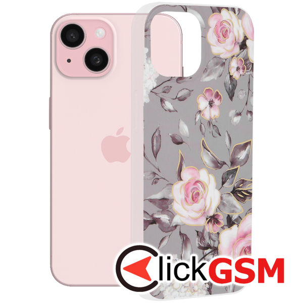 Husa Marble gri Apple iPhone 15 3pk