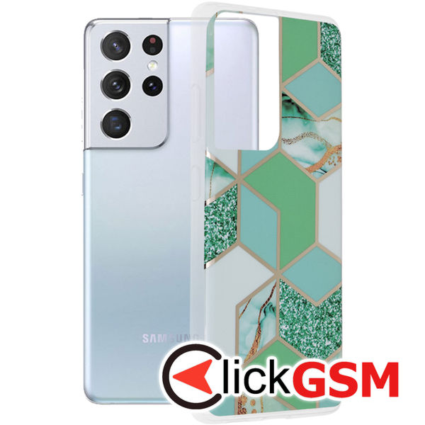 Husa Marble verde Samsung Galaxy S21 Ultra 5G btg