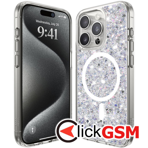 Husa Sparkly Glitter  alb Apple iPhone 15 Pro Max 9k0