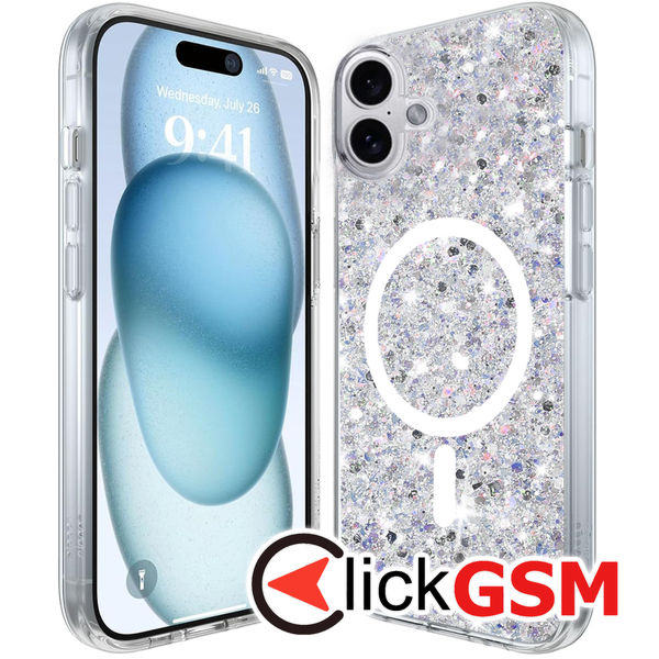 Husa Sparkly Glitter  alb Apple iPhone 16 Plus gdw