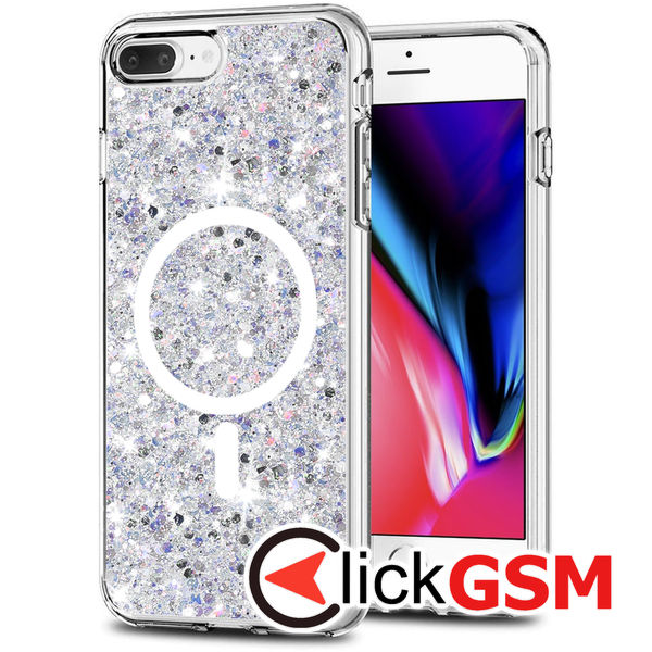 Husa Sparkly Glitter  alb Apple iPhone 8 Plus 9hn