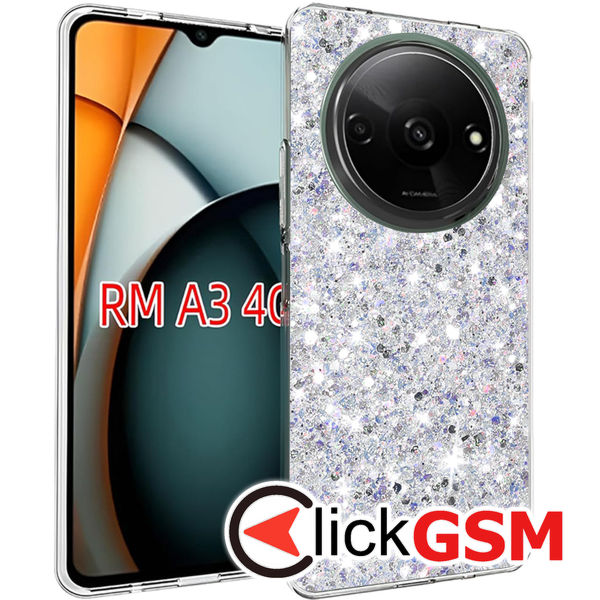 Accesoriu Husa Sparkly Glitter  Alb Xiaomi Redmi A3