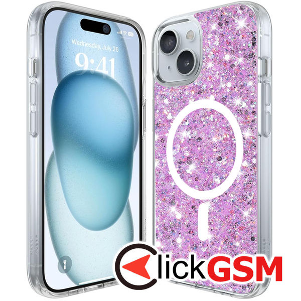 Husa Sparkly Glitter  magenta Apple iPhone 15 9ju