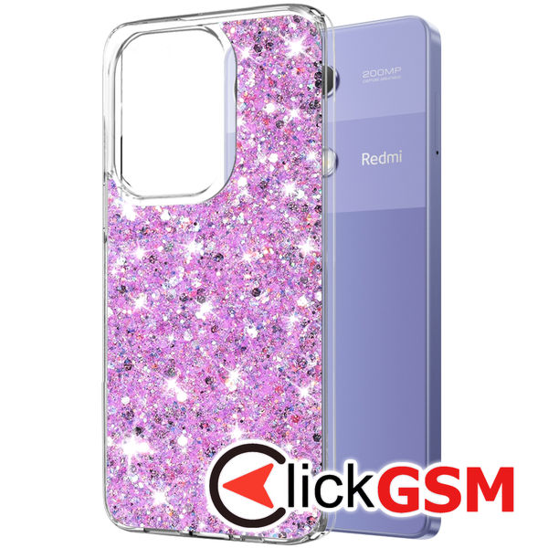 Husa Sparkly Glitter  magenta Xiaomi Redmi Note 13 Pro 4G 9m1