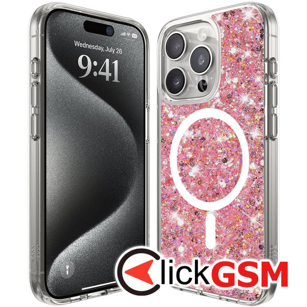 Husa Sparkly Glitter  roz Apple iPhone 15 Pro 9jw